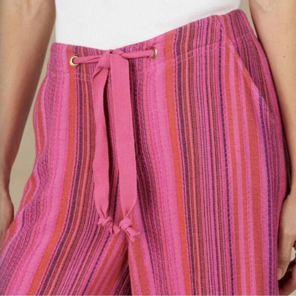 NWT Sundance Hana Stripe Pink Wide Leg Pants Size PM Medium Petite Boho Beachy - Picture 4 of 15